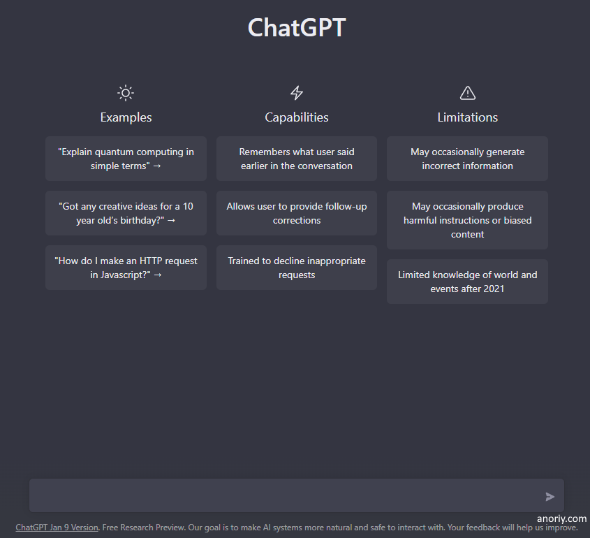 Стартовое окно ChatGPT